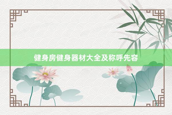 健身房健身器材大全及称呼先容